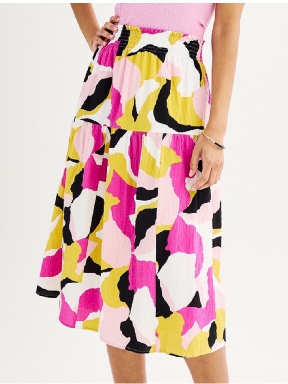NWT Nine West Pink Multi Tiered Maxi Skirt M